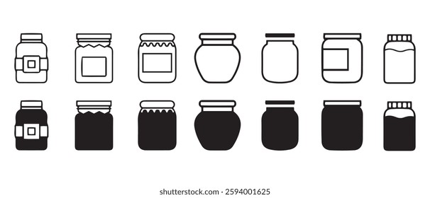 Glass jar icon vector set. illustration