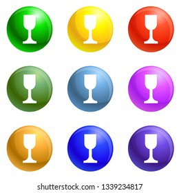 Glass jar icons vector 9 color set isolated on white background for any web design 