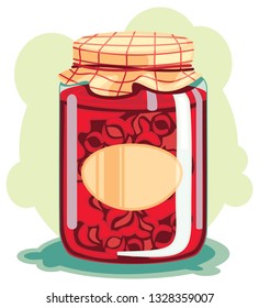 Glass jar of jam