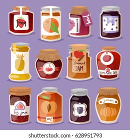 Glass jar with with jam configure or honey vector illustration packaging