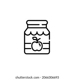 Glass jar with jam. Homemade harvest preservation cooking. Pixel perfect, editable stroke line art icon