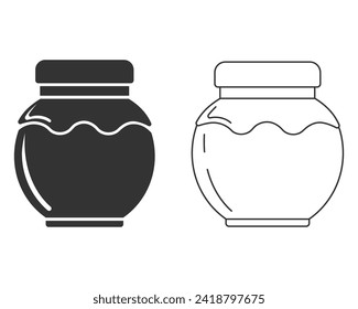 Glass jar for jam or honey line icon set. Simple illustration of glass jar for jam or honey vector icon for web