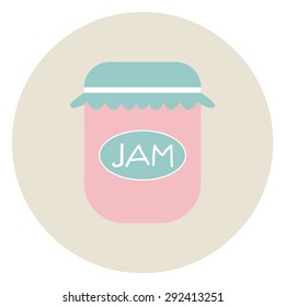 Glass jar with  jam icon. Vector illustration.