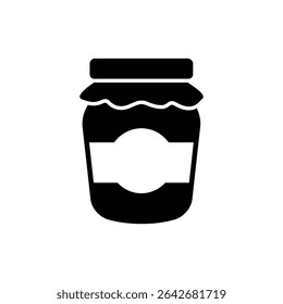 Glass Jar of Jam with Lid on White Background
