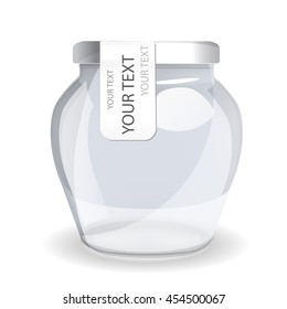 Glass jar of jam for storage. Isolated on white background. Vector illustrations. Realistic vector object.