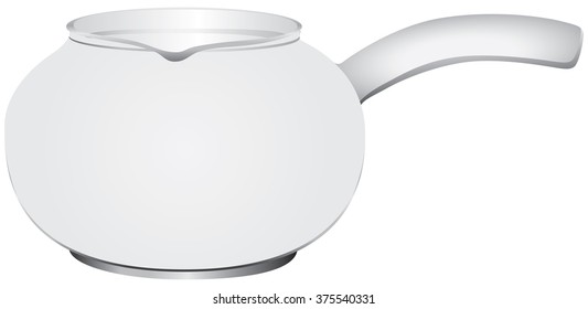 Glass jar kitchen for making hot drinks. The container is equipped with a glass handle for comfortable pouring liquid.