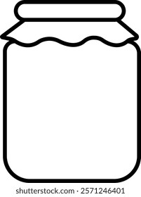 Glass jar kitchen utensil icon, Hand drawn sketch style drawing. canning and preserving. With cover and without lid. ,isolated on a transparent background, PNG, cutout, or clipping path.