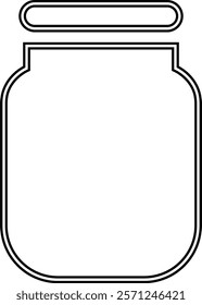 Glass jar kitchen utensil icon, Hand drawn sketch style drawing. canning and preserving. With cover and without lid. ,isolated on a transparent background, PNG, cutout, or clipping path.