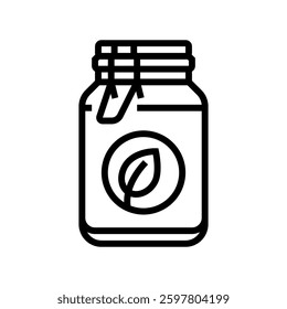 glass jar leaf sustainable beauty line icon vector. glass jar leaf sustainable beauty sign. isolated contour symbol black illustration