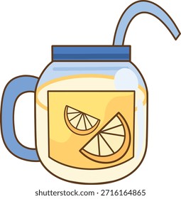 Un frasco de vidrio con limonada y una pajita