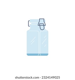 Glass jar with lid, flat vector illustration isolated on white background. Concepts of zero waste lifestyle and shopping at bulk grocery stores with own container.
