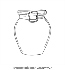 Frasco de vidrio con tapa. Ilustración vectorial gráfica.