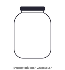 glass jar with lid, linear outline on a white background. vector illustration.