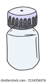glass jar with lid with under pills drawing. doodle sketch vector stock