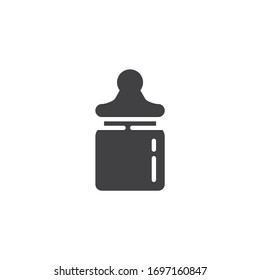 Frasco de vidrio con icono vectorial de tapa. signo plano relleno para concepto móvil y diseño web. Icono de glifo de frasco de vidrio vacío. Símbolo, ilustración del logotipo. Gráficos vectoriales
