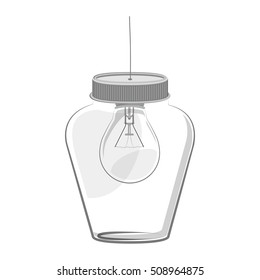 glass jar with light bulb inside