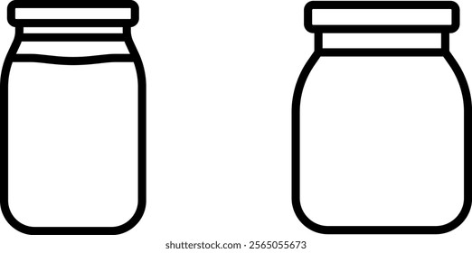 "Glass Jar Line Icons: Transparent Vector Set for Storage, Kitchen, and Organization Designs"