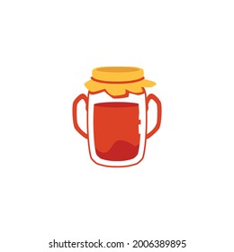 Frasco de vidrio con poción mágica sustancia líquida ilustración vectorial plana aislada en fondo blanco. Signo de wizardry alchemy elixir para juegos e impresiones.