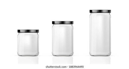 Jar De Vidrio De Crema Láctea Aislada En Blanco. Vector EPS10