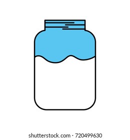 glass jar with milk drink health delicious