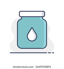 Glass jar with milk vector icon. Dairy product sign. Graph symbol for cooking web site and apps design, logo, app, UI