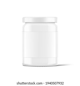 Glass jar mockup isolated on white background. Vector illustration. Front view. Сan be used for food, cosmetic and other needs. EPS10	