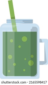 Glass jar mug. Healthy green organic drink icon