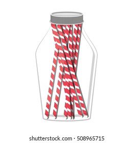 glass jar with jar with multiple straw