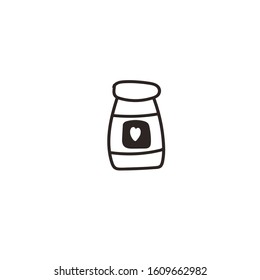 Glass jar on an isolated background. Vector illustration of a kitchen object. Hand drawing. Concept: menu design, coffee and tea can, food product, container, website, logo, transport.