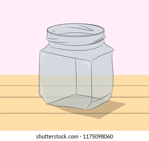 glass jar is on the table, vector