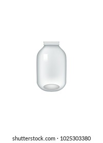 Glass jar on white background