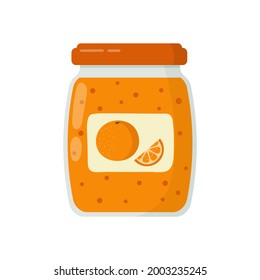 Glaskeramik aus orangefarbenem Marmelade einzeln auf weißem Hintergrund. Vektorgrafik
