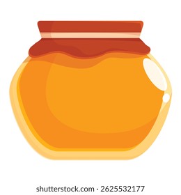 Glass jar is overflowing with honey, showcasing its golden color and smooth texture