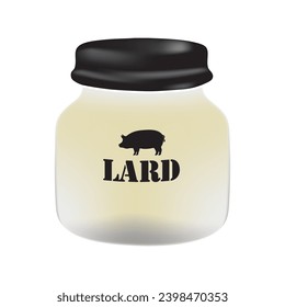 Glass jar with packaged lard. Vector illustration.