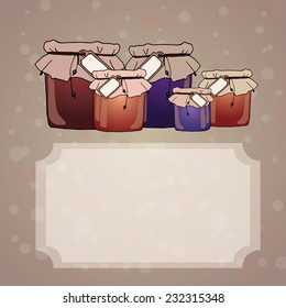 Glass jar with place for recipe, vector