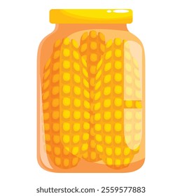 Glass jar preserving sweet corn for winter, providing a taste of summer during the colder months