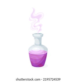 Glass Jar With Purple Potion As Magical Object And Witchcraft Item Vector Illustration