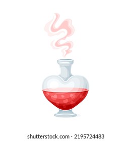 Glass Jar with Red Love Potion as Magical Object and Witchcraft Item Vector Illustration