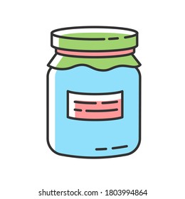 Glass jar RGB color icon. Zero waste, canning. Food conservation, homemade cooking. Reusable glass can organic with jam or honey isolated vector illustration