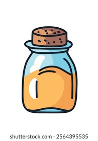 Glass jar with sand and cork stopper in vector 