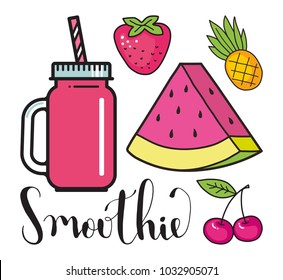 Glass jar with a smoothie. Vector illustration