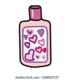 
A glass jar with a stopper, a lot of hearts on the label. Stock vector illustration.On hand drawn, isolated on white background.Design for greeting card, banner,