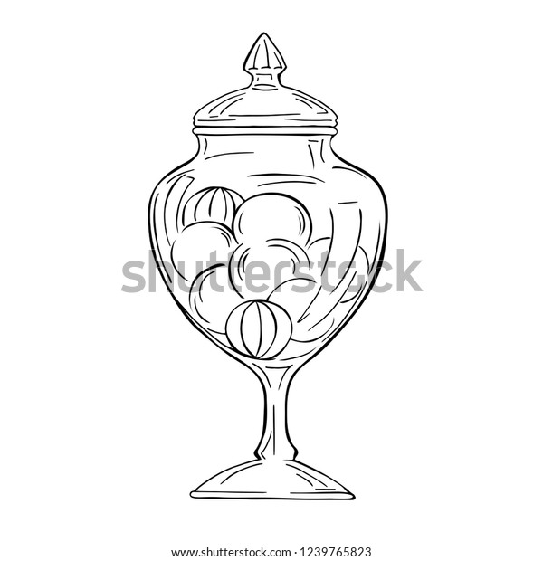 Glass Jar Sweets Candy Decorative Christmas Stock Vector Royalty