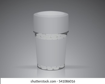 A glass jar with tablets for your design and logo. It's easy to change colors. Mock up. 