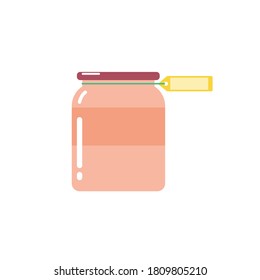 Frasco de vidrio con etiqueta. Ilustración del vector
