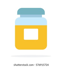 Glass jar with turmeric vector flat material design isolated on white