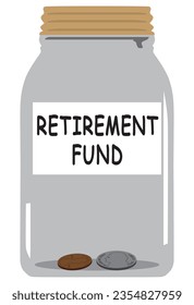A glass jar for use as a retirement fund contains only six cents