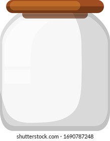 Glass jar with wooden lid on white background illustration