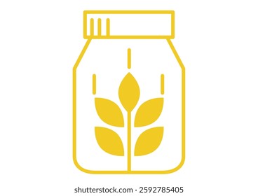 Glass Jar with Yellow Cereal Wheat Food and Hunger Harvest Control