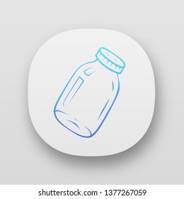 Glass jars app icon. Empty can. Food conservation. Homemade jam, marmalade storage. Canning jar. Preserve glassware. UI/UX user interface. Web or mobile applications. Vector isolated illustration